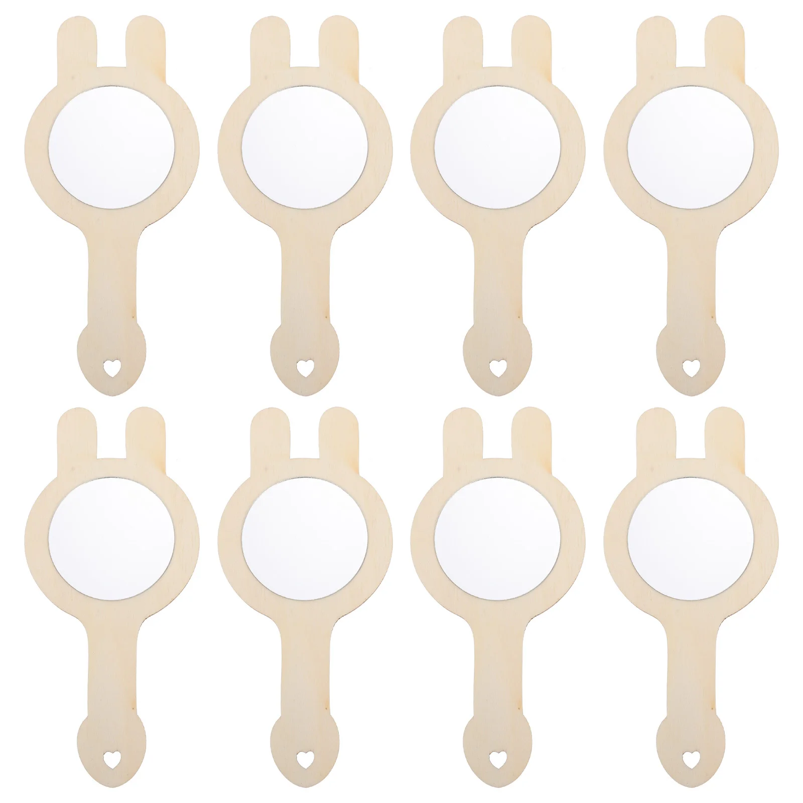 กระจกไม้ถือมือ 8 ชิ้น สำหรับงาน DIY งานฝีมือเด็ก อุปกรณ์ศิลปะในครัวเรือน ของตกแต่งบ้าน ของเล่นกระจกไม้