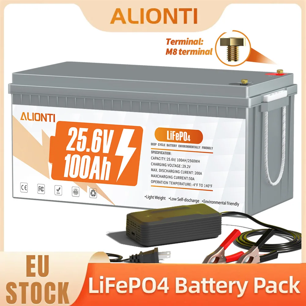 

24V LiFePO4 Battery 100Ah Rechargeable Battery Built-in BMS Lithium Iron Phosphate Cell 5000 Cycles For Golf Cart Solar Tax Free