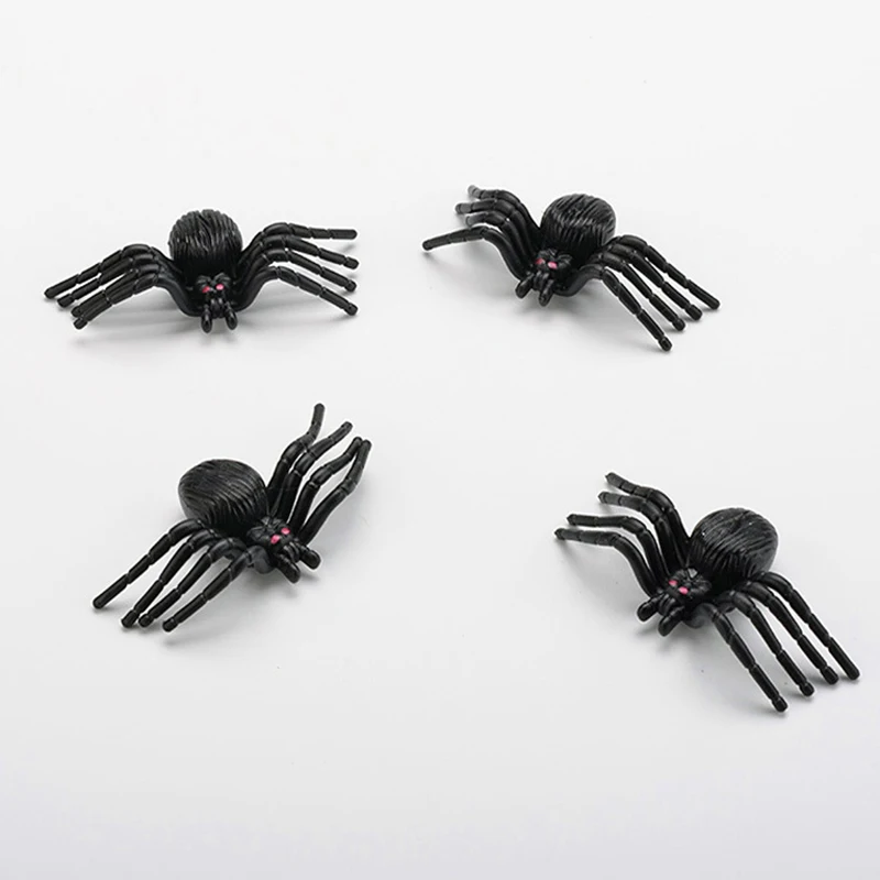 20Pcs Prank Toys Simulated Spider Toys Novelty April Fools Halloween Decoration Model Small Toys Black Plastic Spider Kids Toys