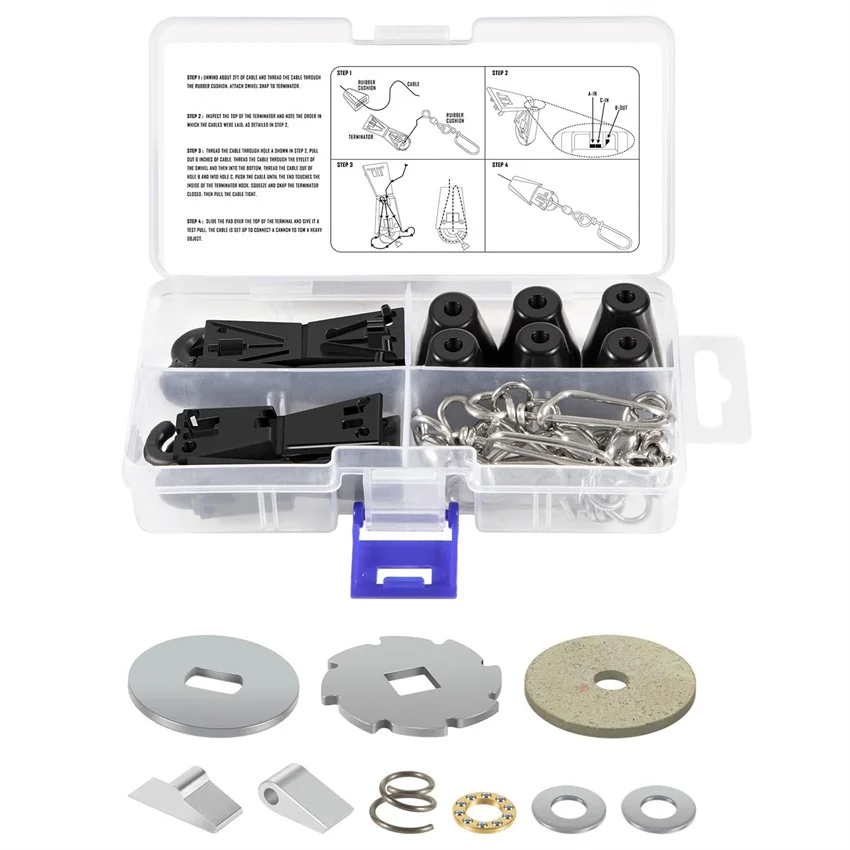 Downrigger-Kit mit Reparatur- und Terminator-Sets für die Wartung von Cannon-Hand-Downriggern + 6 werkzeuglose Leinenterminatoren für Cannon – Detail 1