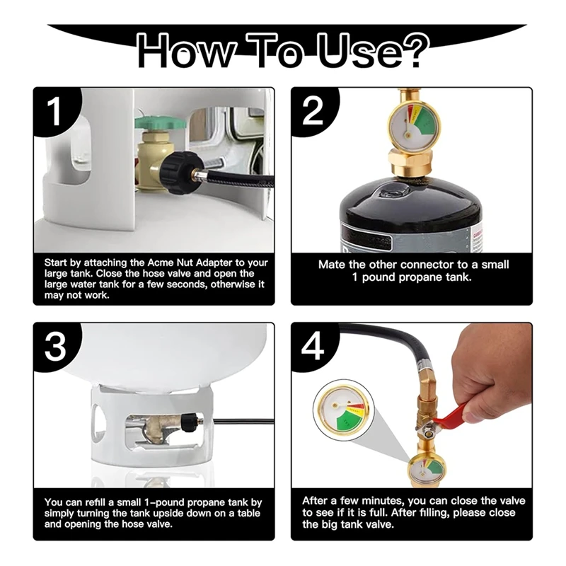 ร้อน! 36 นิ้วโพรเพนอะแดปเตอร์เติมท่อ,แรงดันสูง Camping Grill (QCC/Type1 Inlet) 1LB แก๊สโพรเพนถังอะแดปเตอร์