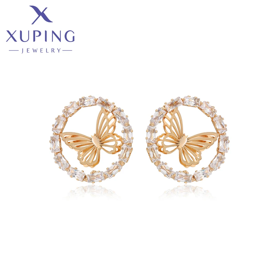 Xuping Jewelry Fashion Earring Charm Simple Butterfly Stud Earrings for Women of Gold Color Party Birthday Gift X000682903