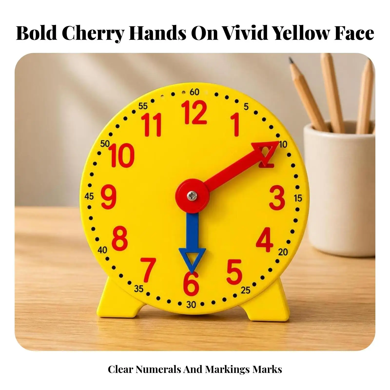 4xColor-Coded Teaching Clock with Stand Linked Gear Hands, Demonstration Clock, for Classroom