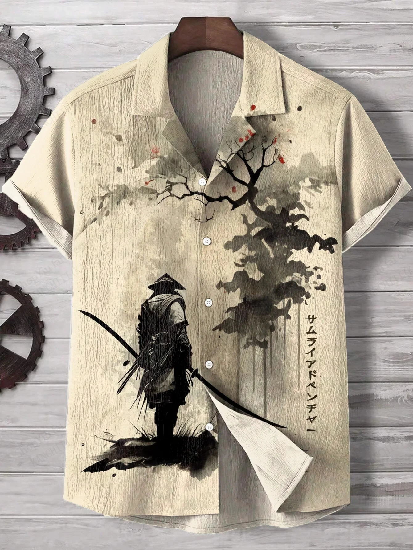 

Гавайская рубашка в японском стиле с 3d принтом самурая и кота, мужская и женская модная однобортная повседневная пляжная рубашка с коротким рукавом, мужская блузка