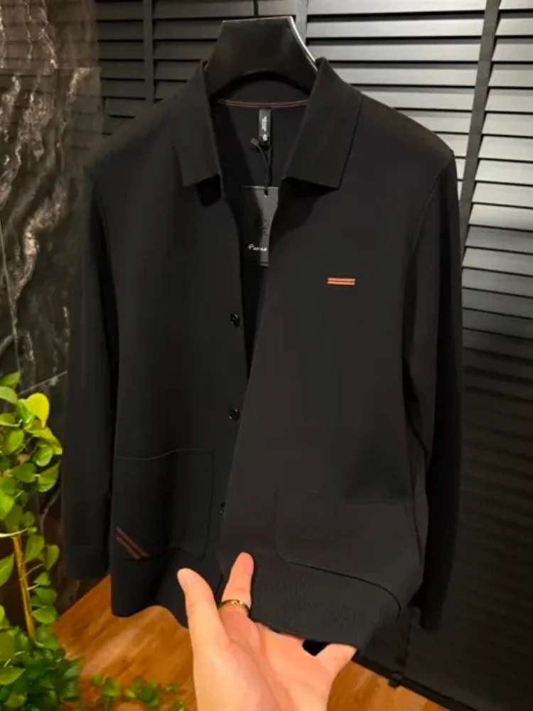 

Fall New Men's Knitted Open Cardigan High Quali Casual Faionable Premium Feel Turn-down Collar Long Sve Youth Active S...