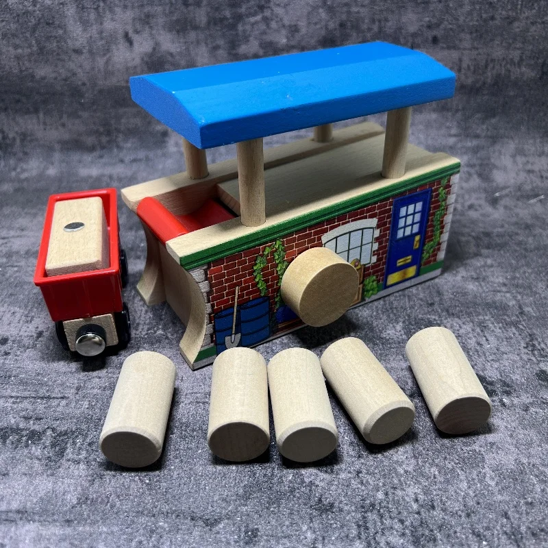 

12*7*10CM Wooden Train Track Logging Scene Accessories Loading Machine Children Toys Children's Train Transport Track Toys