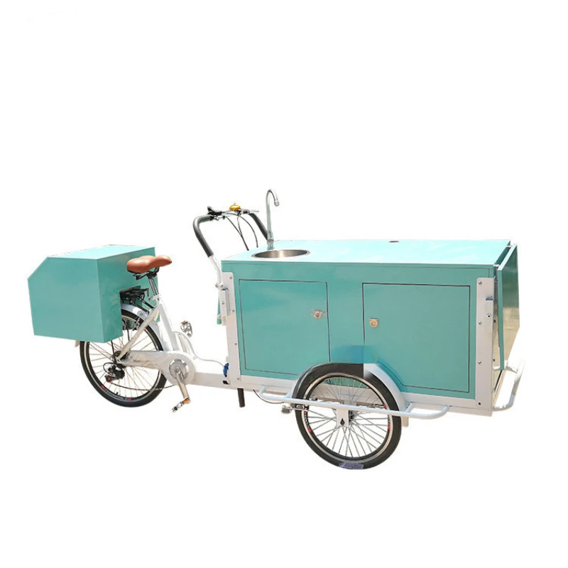 Three wheeled bicycle vending vehicle, electric ice cream hot dog coffee freight vehicle