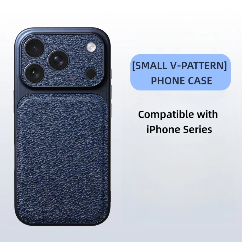 Solid Color Lychee Grain Leather Phone Case, Anti-Scratch & Shockproof Protective Cover for iPhone 18 Pro Max 17 16 15 14 13