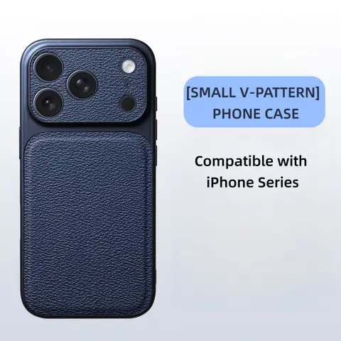 Solid Color Lychee Grain Leather Phone Case, Anti-Scratch & Shockproof Protective Cover for iPhone 17 Pro Max  16 15 14 13 Air