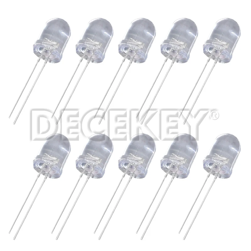 10pcs F10 10mm LED 20mA 0.75W Ultra Bright Round LED Light Emitting Diode Lamp 5 Colors Red Blue Yellow Green White Transparent