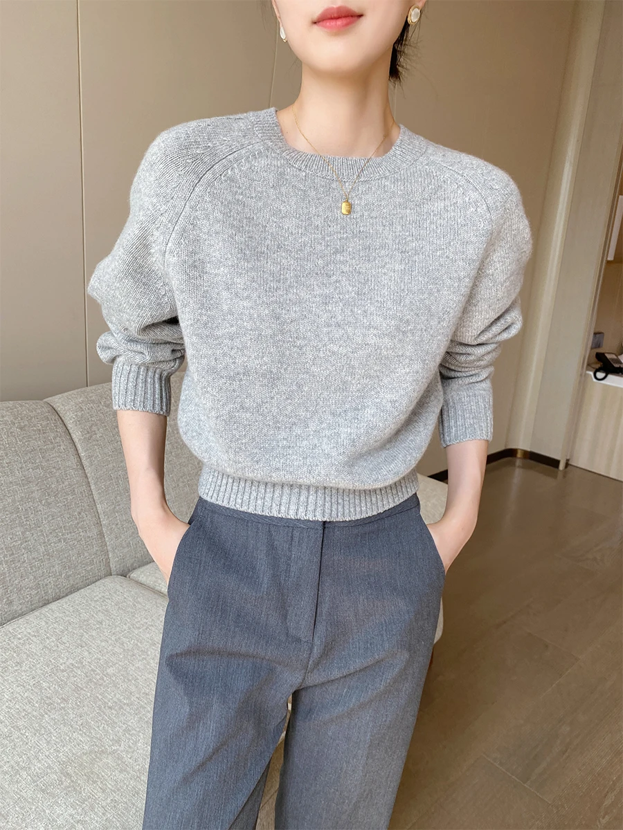 

ay Knitted Long Sve round Ne Pullover Sweater Women's Sle Commute Faion Basic Quali Autumn New Arrival