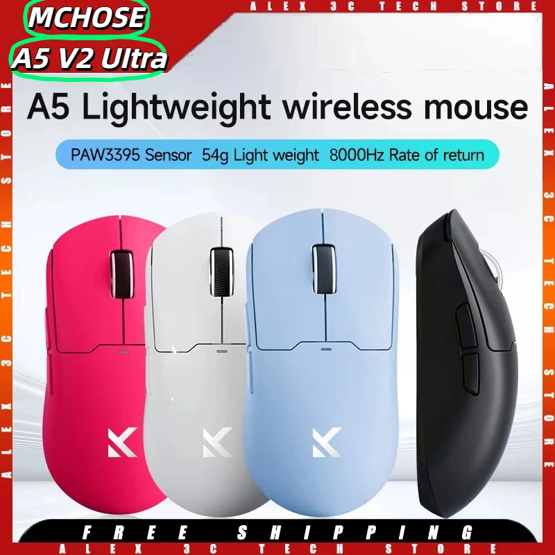 

MCHOSE A5 V2 UItra Wireless Gaming Mouse Paw3395 8K Lightweight Bluetooth Tri-Mode Custom Low Latency Mouse Esports Accessories