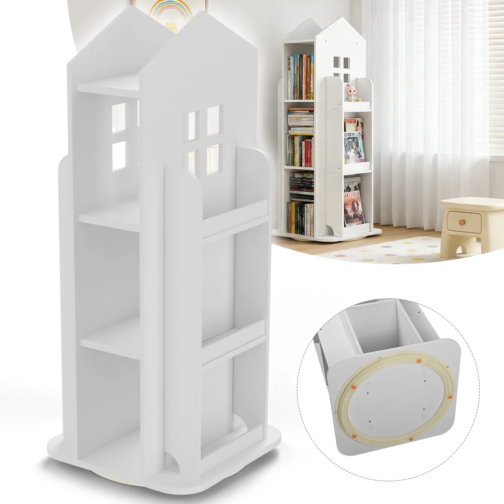 Rotating Bookshelf Books Toys Storage Organizer Shelf Cabinet Children's Illustrated Bookcase Book Storage Shelf 96*41*41cm