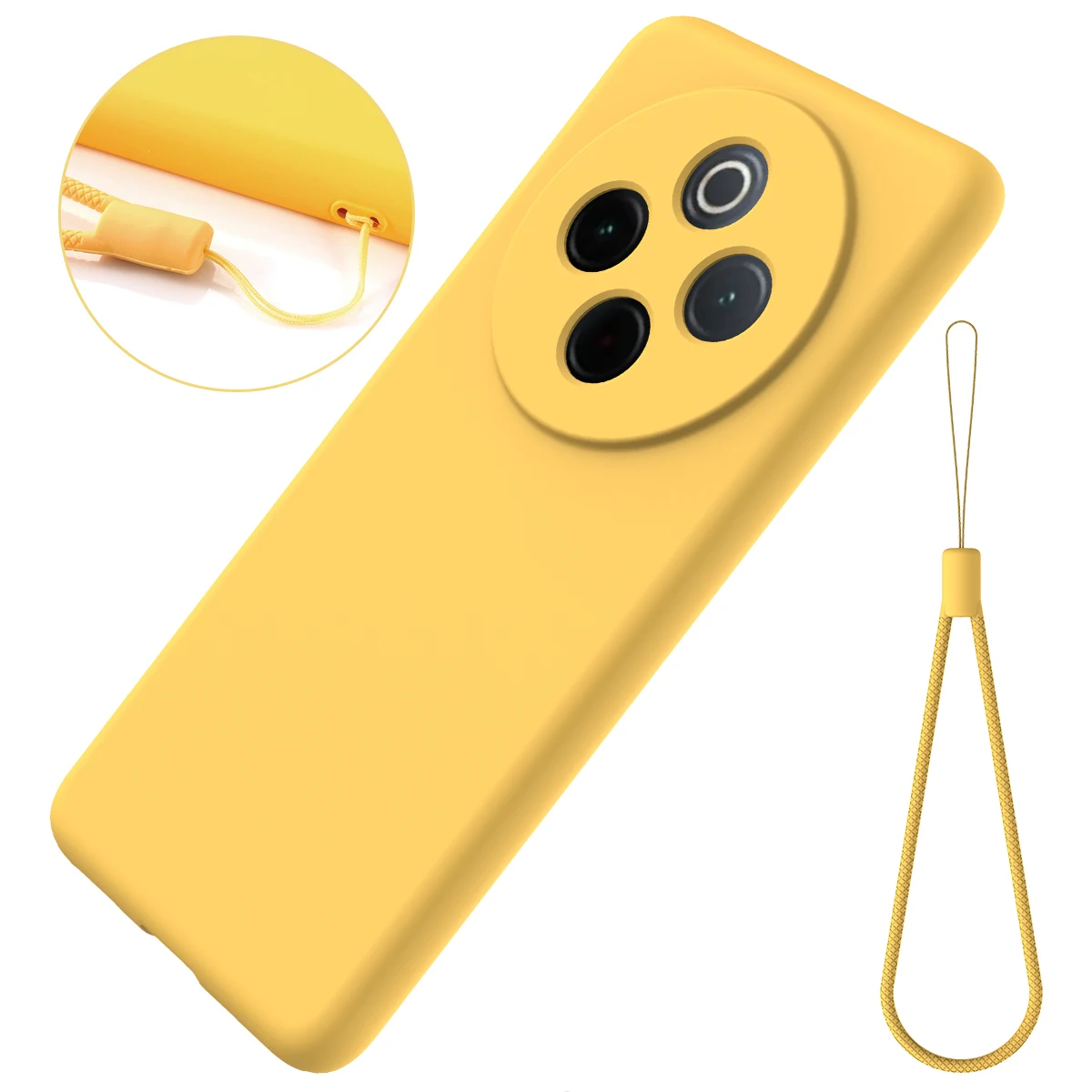 Funda de silicona para IQOO Z10 Y300 Pro + cordón con sensación de piel funda anticaída suave ultrafina para parachoques IQOO Z10 Y300 Pro Plus