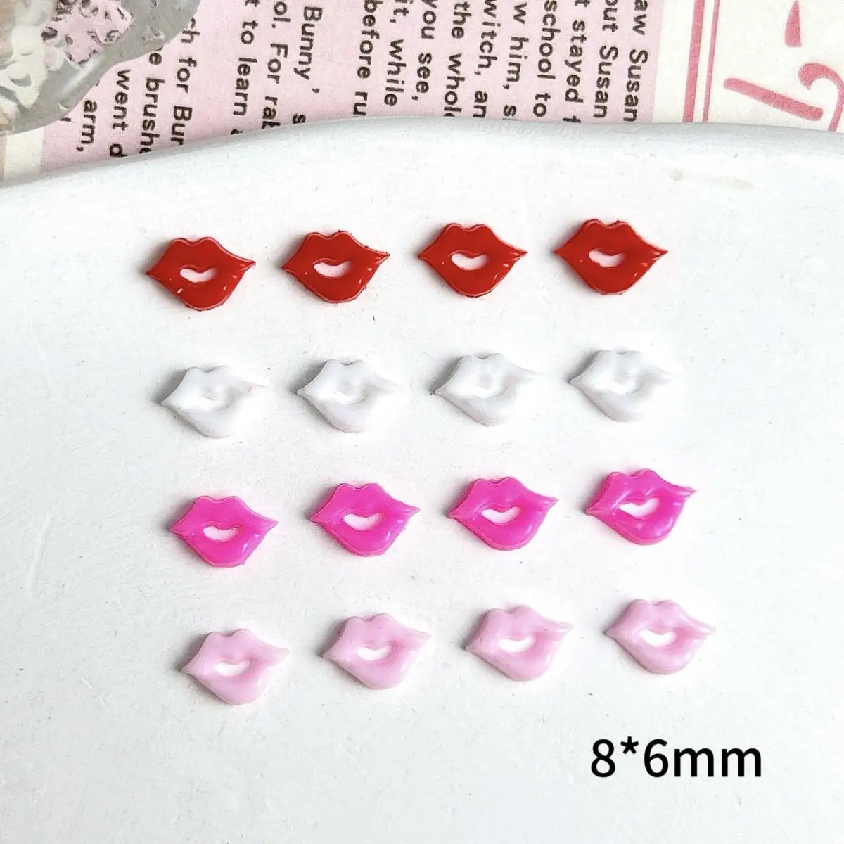 30PCS Mini Funny Thin Lips Resin Nail Art Charms Colorful Sexy Creative Mouth Nail Decorations for DIY Hairpin Nails Designs