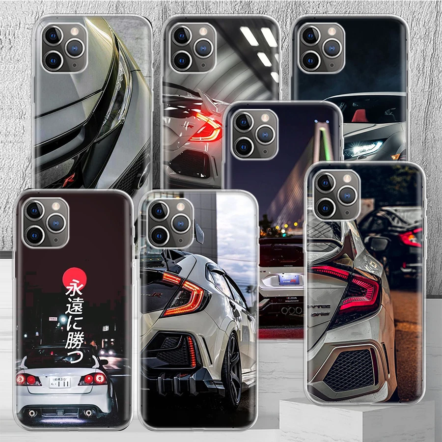 JDM Type R Civic Sport Car Phone Case Cover For iPhone 14 13 Pro 11 15 Art 12 XR X XS Max 7 8 6S Plus SE Soft Pattern Coque Fund