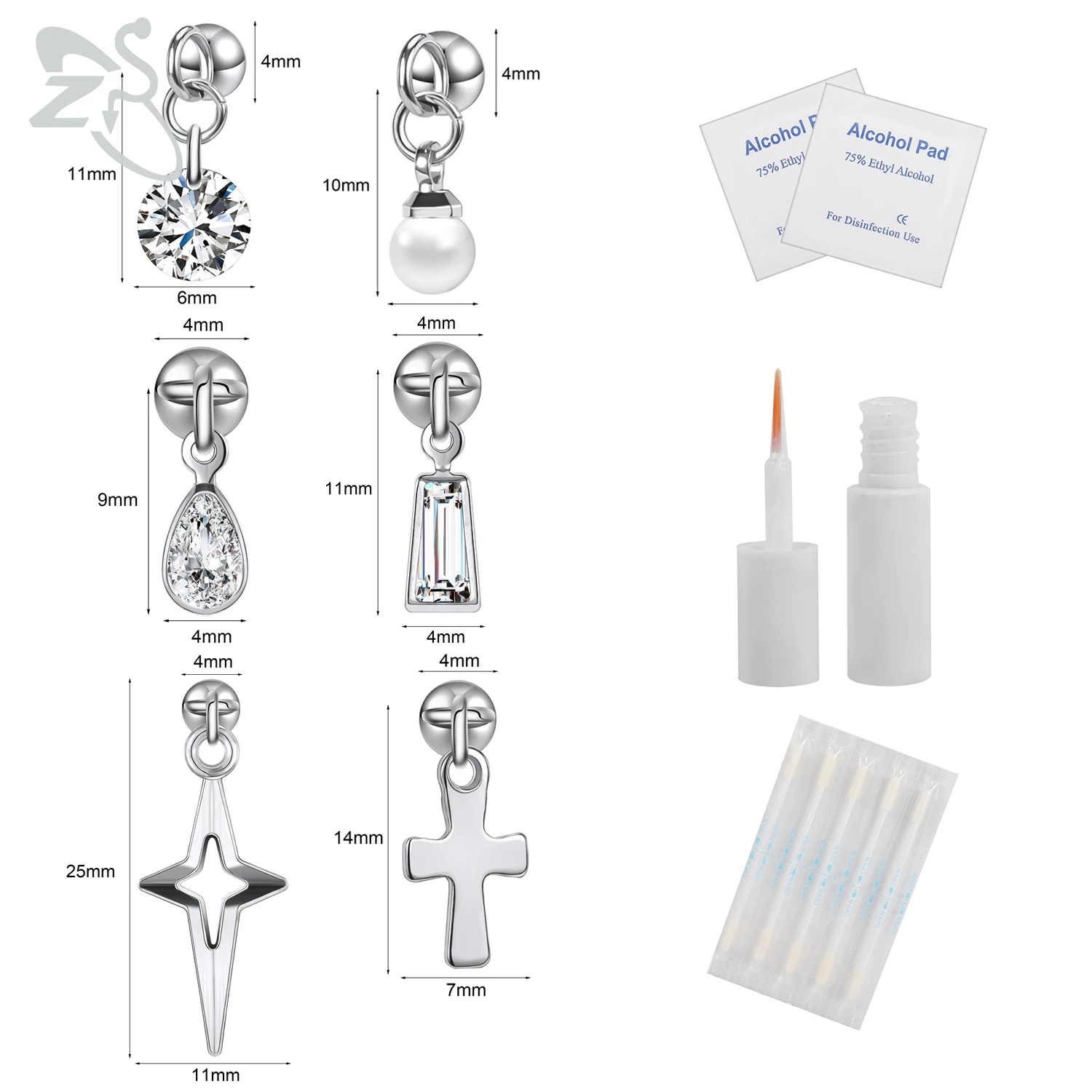 Fake Eyebrow Ring Set for Non-Piercing Body Jewelry