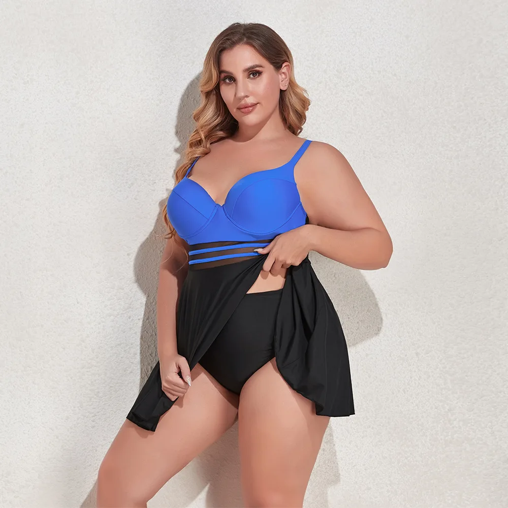 ملابس السباحة النسائية التنانير السباحة زائد Sizexxxl المايوه الدهون سيدة فساتين الشمس Tankini المحافظ سبا منتجع ملابس بحر