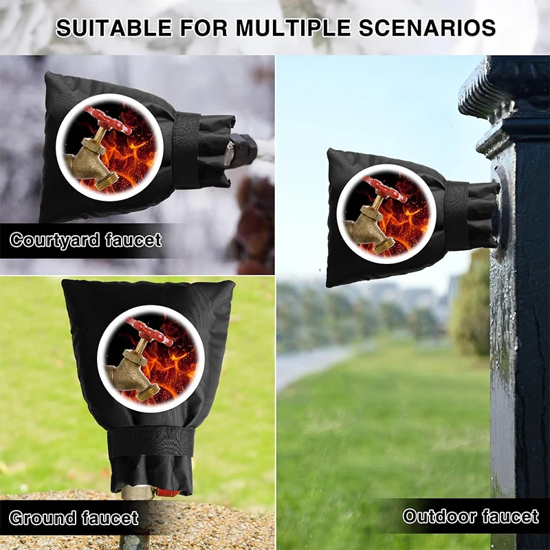 Oxford Faucet Insulation Sleeves Easy Install Freeze Guard Warm Thick Cotton Winter Shield Cold Weather Cover Pipe Protector