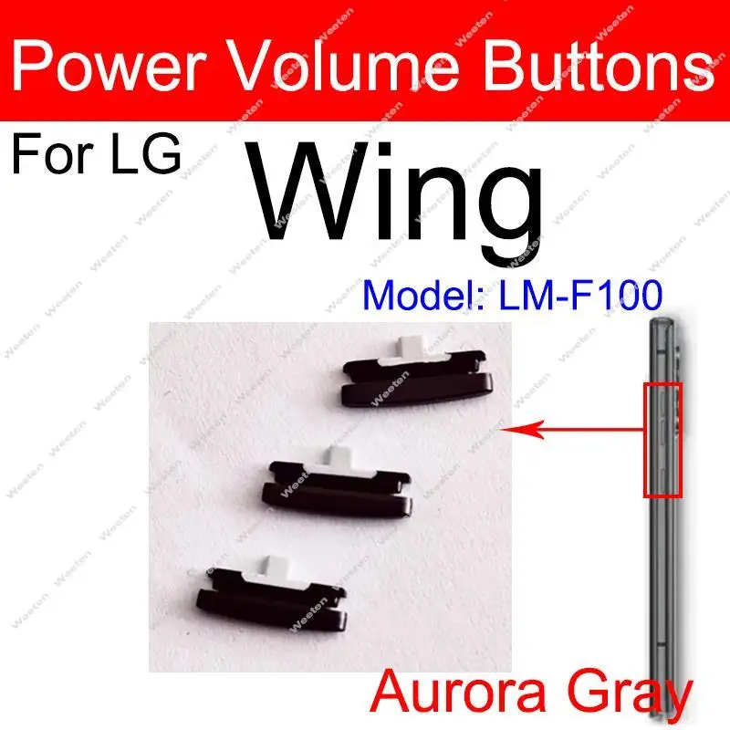 Power Volume Buttons For LG Wing 5G LM-F100 On Off Power Volume Side Keys Cell Phone Small Button Replacement