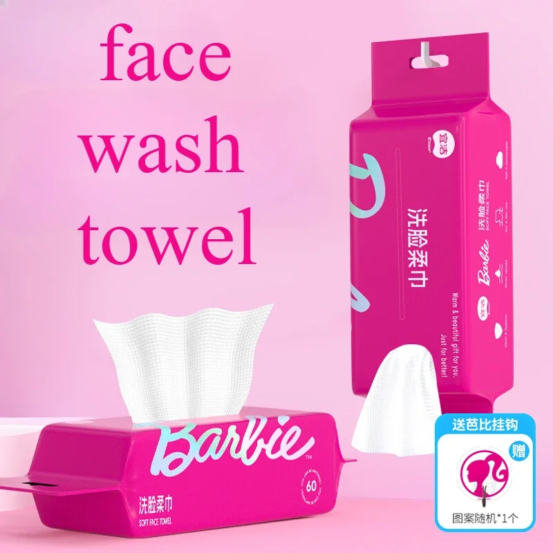 60 sztuk Anime Barbie jednorazowy ręcznik do mycia twarzy miękkie dziewczyny zagęszczony wysuwany bawełniany wiszący naścienny ręcznik do mycia twarzy uroda