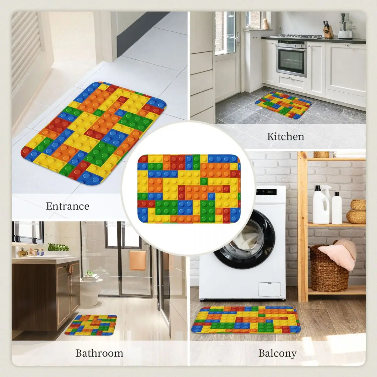 Building Blocks Construction Brick Doormat Cushion Carpet Rug Kitchen Entrance Home Floor Mat for Living room Footpad Mats