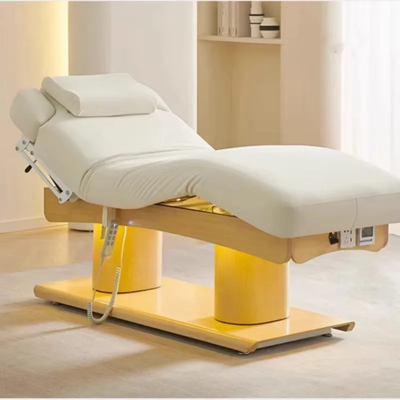 

Furniture White Gold Electric Facial Cosmetic Beauty Massage Bed Table Beauty Salon Eyelash Bed