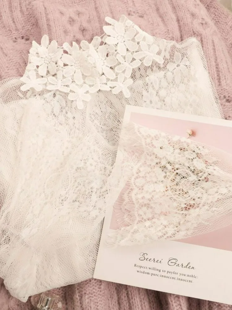 

Кружевная основа irt, женский модный воротник с рюшами и высоким воротником, осень-зима, новый свитер, внутренняя одежда, топ Fairy Hollow out Me