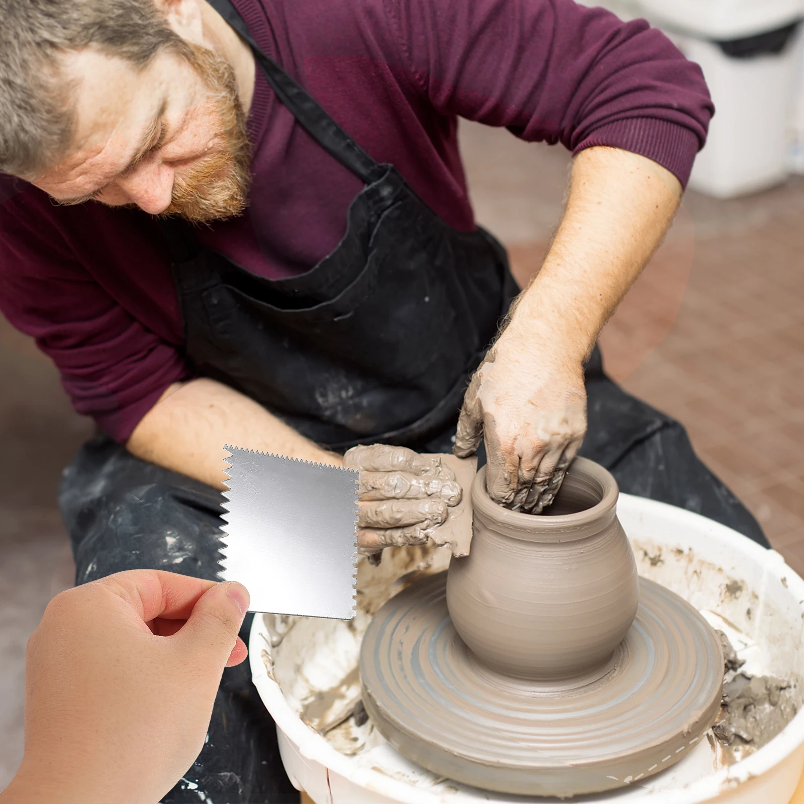 

4pcs Serrated Stainless Steel Clay Sculpture Shaping Ceramics Hard Stainless Steel Sculpture Scraper Pottery DIY Tools