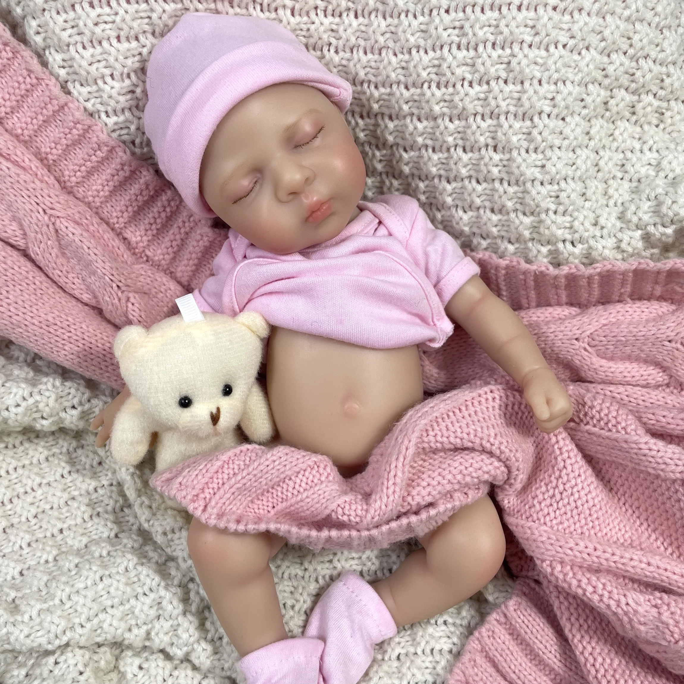 

Mini 13 Inch Full Solid Silicone Reborn Baby Luna Lifelike Silicone Soft Body Washable Girl Birthday Christmas Gift Toy
