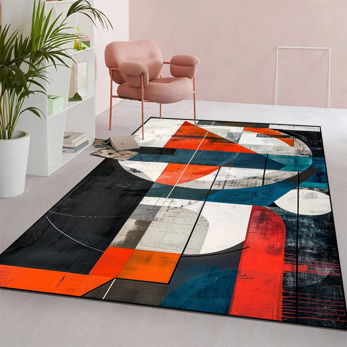 Modern Carpets for Living Room Geometry Large Area Plush Rugs Non-slip Kids Bedroom Play Crawling Mat Cloakroom Rug Washable