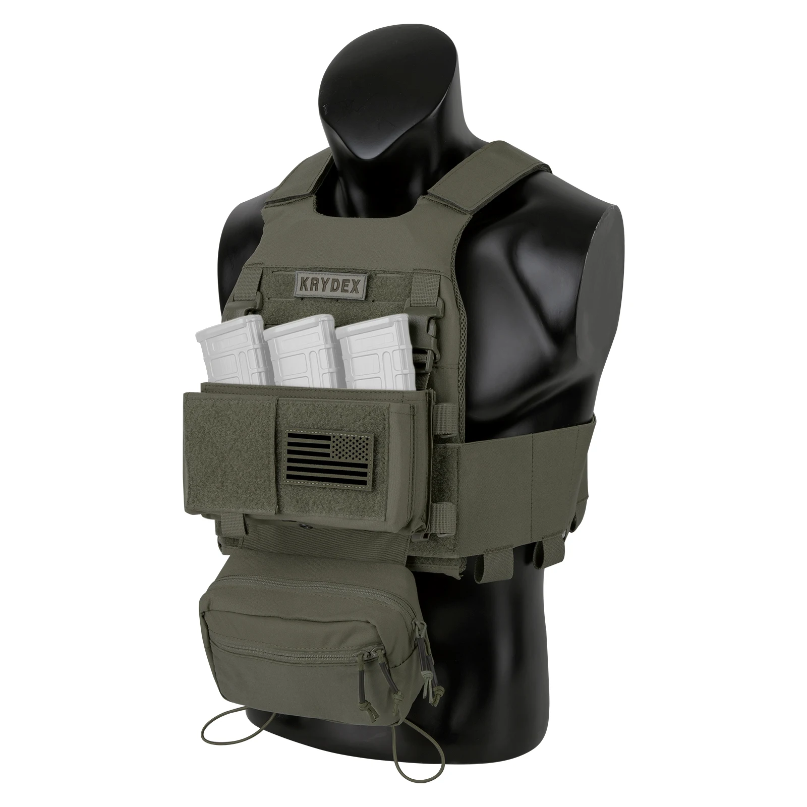 KRYDEX Tactical Men Vest Hunting Low Vis FCS Slickster Plate Carrier with MK3 Chassis Mag Pouch Dump Pouch PaintballGear