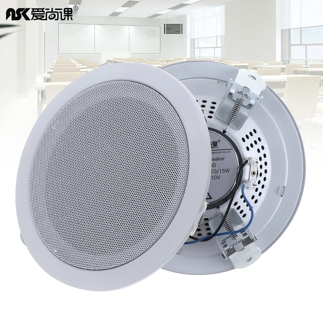 

Fashion Metal Microphone Input USB MP3 Player Ceiling Speaker Public Broadcast Background Music Speaker for Home Supermarket