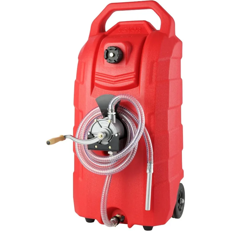 

VEVOR 16 Gallon Fuel Caddy, 7.8 L/min, Portable Gas Storage Tank Container with Hand Pump Rubber Wheels