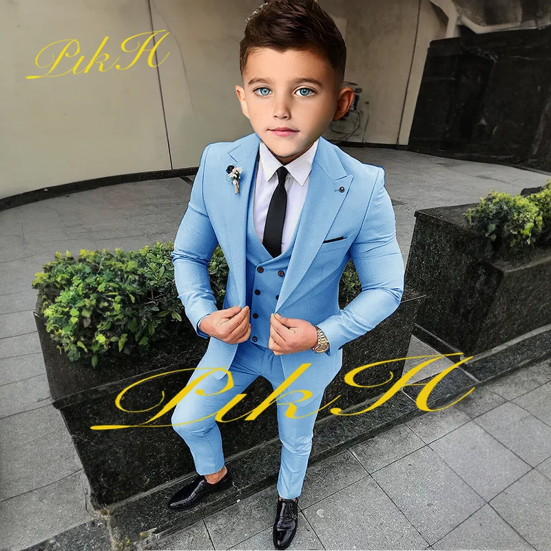 Suit for Boys Wedding Tuxedo Jacket Vest Pants 3-Piece Khaki Kids Complete Clothes Blazer Child costume enfant garรงon