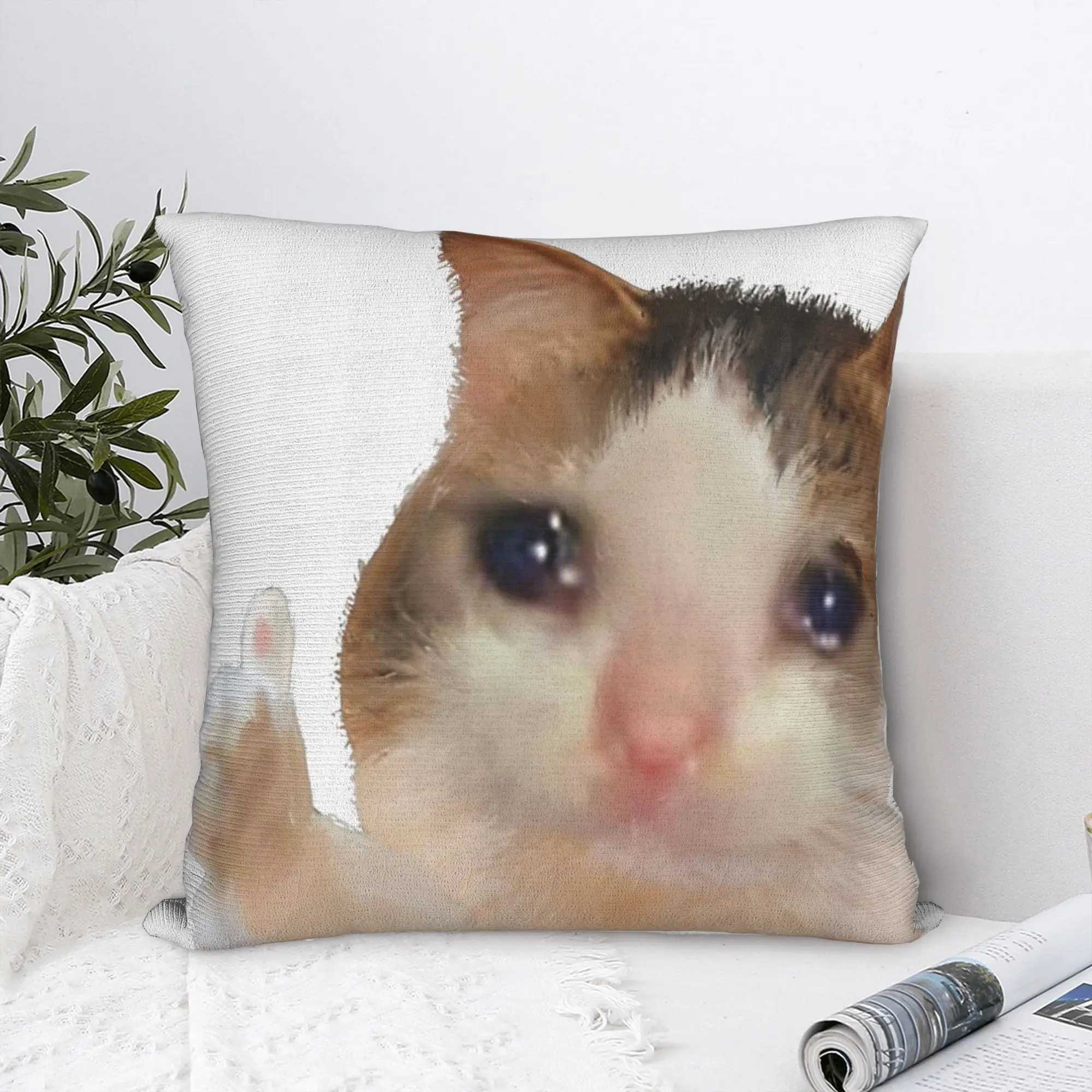 Crying Cat Thumbs Up Crying Cat Meme Pillowcase Printed Cushion Cover Decorations  Throw Pillow Case Cover Home Square 45X45cm