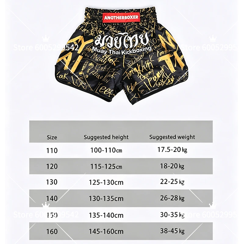 Kids Muay Thai Shorts Youth Kickboxing Boxing Trunks Breathable Satin Fight Shorts Grappling MMA Training Shorts for Boys Girls