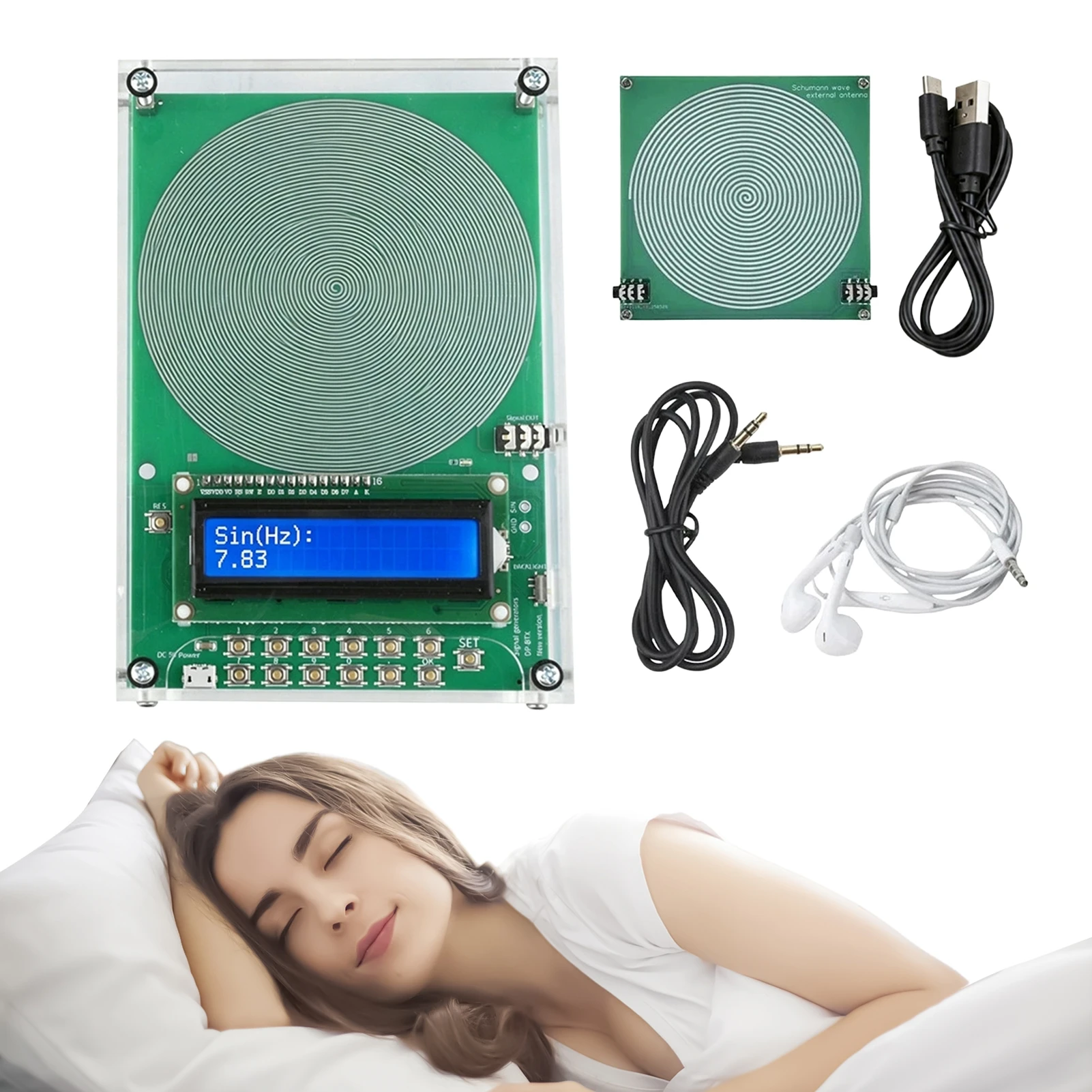 ABS Schumann Resonance Generator for Meditation Adults 7.83Hz Pure Sine Wave Emitter Sleep Aid Stress Relief Device