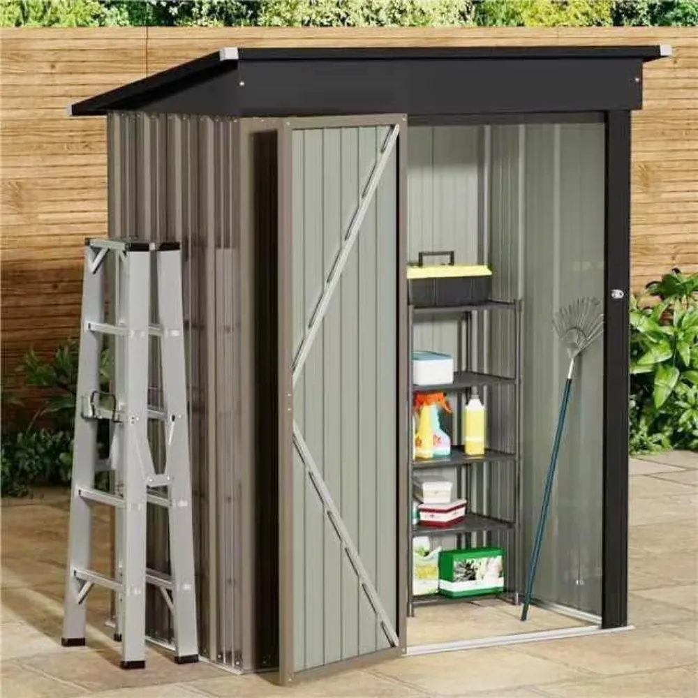 

Outdoor Storage Shed 5 x 3 FT Metal Shed with Lockable Door,Waterproof Garden Tool Shed Storage House for Backyard Patio Lawn