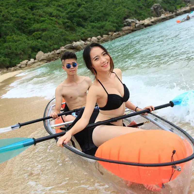 High Quality Transparent 2-Person Kayak Polyethylene Hull Material Crystal Boat For Water Play Single Kayak For Resort Tourist