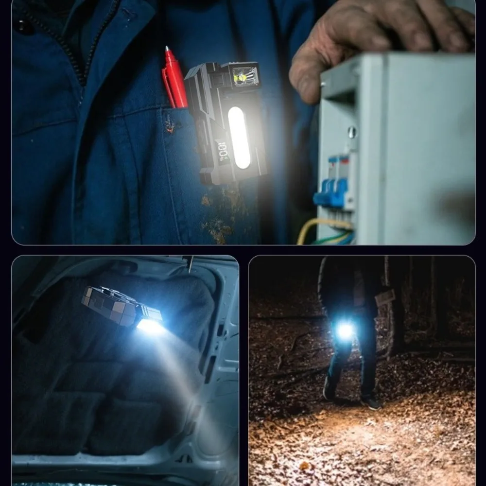 Portable Handheld Flashlight Waterproof Dual Light Pocket Light Adjustable Magnetic Torches Outdoor Emergency