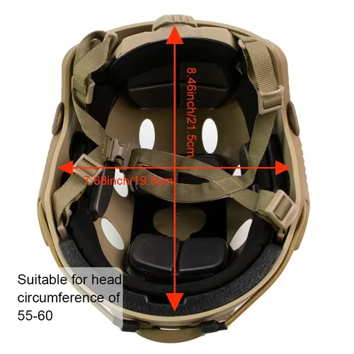 Imagen 2 del producto Casco táctico rápido, perilla ajustable, ABS grueso, pistola de aire para exteriores, equipo de protección CS, tamaño de cabeza adecuado 55-60cm