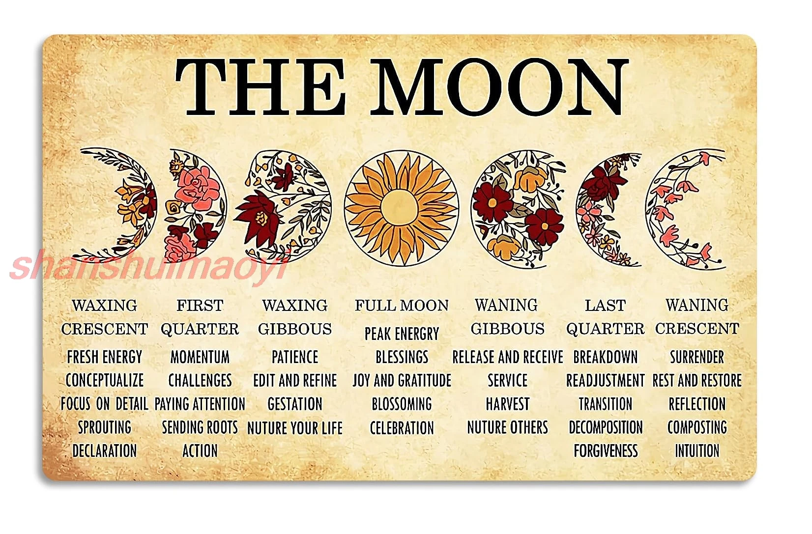 Fmcmly Vintage Metal Tin Signs Moon Phases Meanings Witchery Room Aesthetic Decoration New Year Sign Gift for Parents Home  HAI