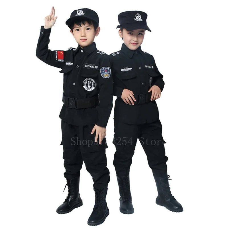 Uniforme de policía para niños, disfraz de policía, uniforme militar especial del ejército, conjunto de ropa de actuación de Halloween para exteriores, 2022