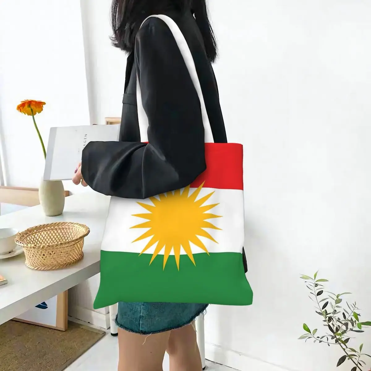 Koerdistan Koerdische Vlag Boodschappentassen Meisjes Canvas De Tote Bag Opvouwbare Dames Schouder Tote Reishandtas
