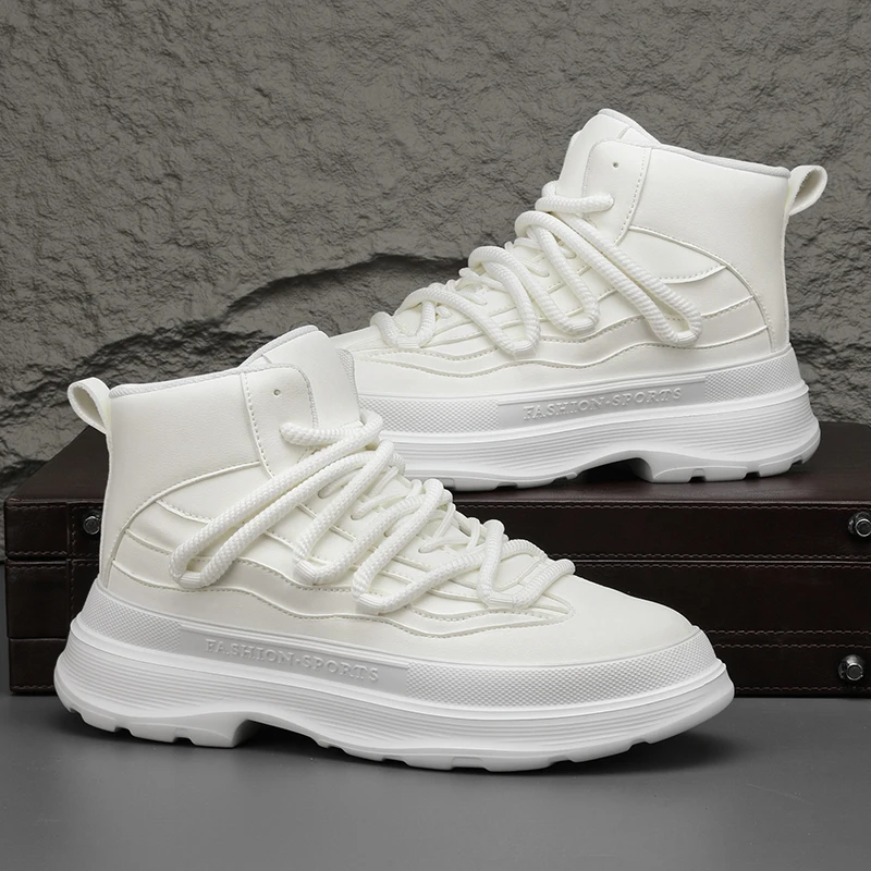 

Men's High-top Sneakers: New Autumn & Winter Style, Breathable Thick-soled Chunky Shoes, Trendy Elevated Casual Shoes for Men