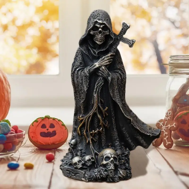Devil Descent Decorative Figurine Gothic Resin Figurine Black Horror Robe Halloween Sculpture The Creeper Reaper Novelty