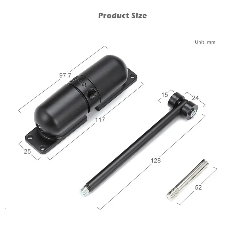 Black door closer 180 Degree Spring Buffer Stopper Pulley Mute Adjustable Force Automatic Door Closing Device Door Accessories