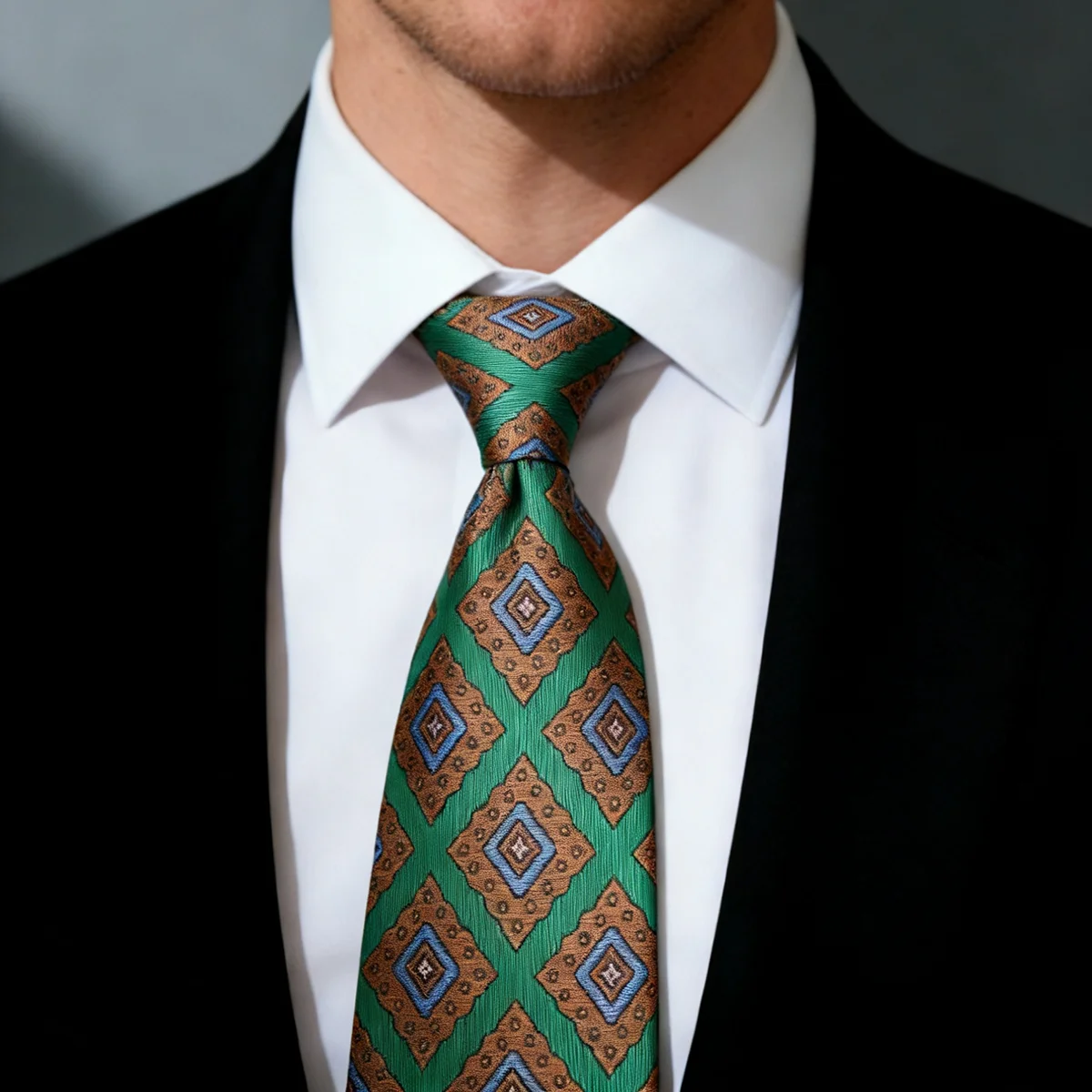 8cm Floral Brown Neck Ties Mens Formal Business Green Polyester Neckties Snowflake Paisley Printed Tie Wedding Groom Suit Cravat