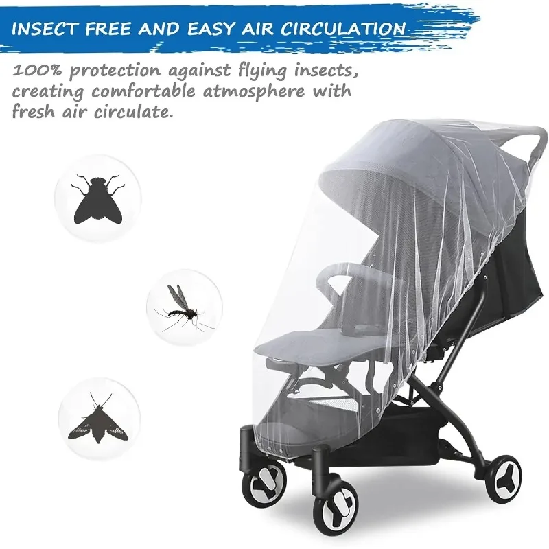 Baby Mosquito Net for Stroller Reusable Bug Net for Stroller Portable Mini Crib Portable & Durable Baby Insect Netting
